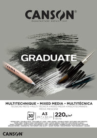 CANSON Graduate Mix Media blocco grigio 220 g A3, 30 fogli, collato