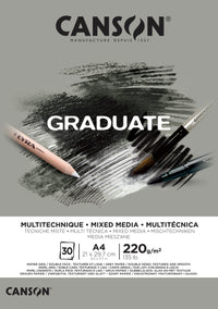 Canson Graduate Mix Media blocco Grey 220 g/m² - 30 fogli, A4, collato