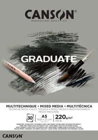 CANSON Graduate Mix Media blocco grigio 220 g A5 - 30 fogli incollato