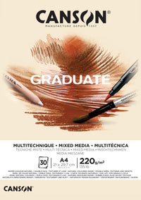Canson Graduate Mix Media blocco Natural 220 g 30 fogli A4 incollato