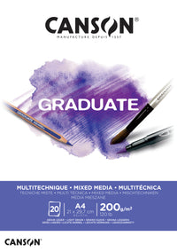 Canson Graduate Mix Media blocco bianco 200 g/m² - 20 fogli, A4 incollato