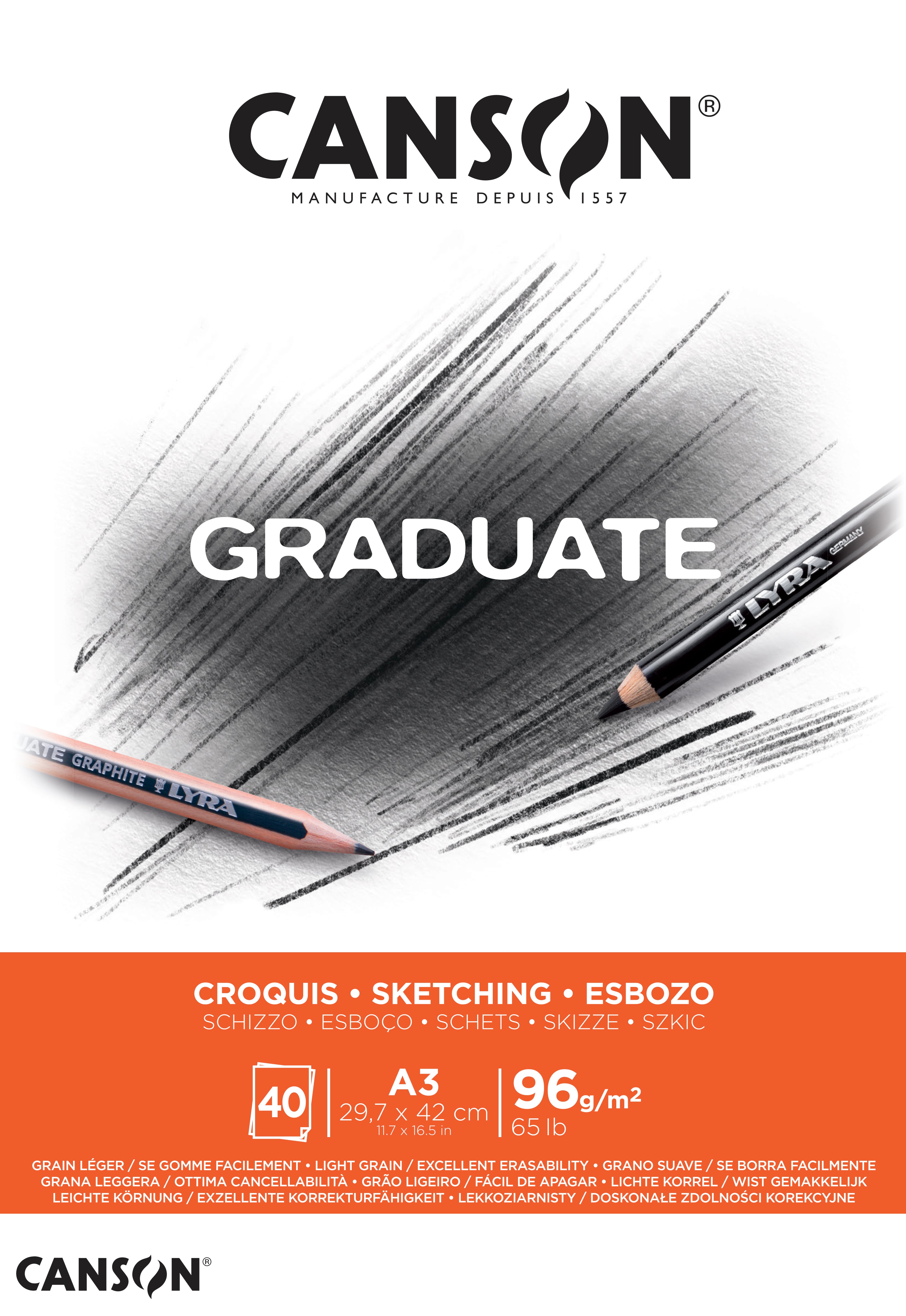 Canson Graduate blocco da disegno 96 g/m² 40F A3 incollato