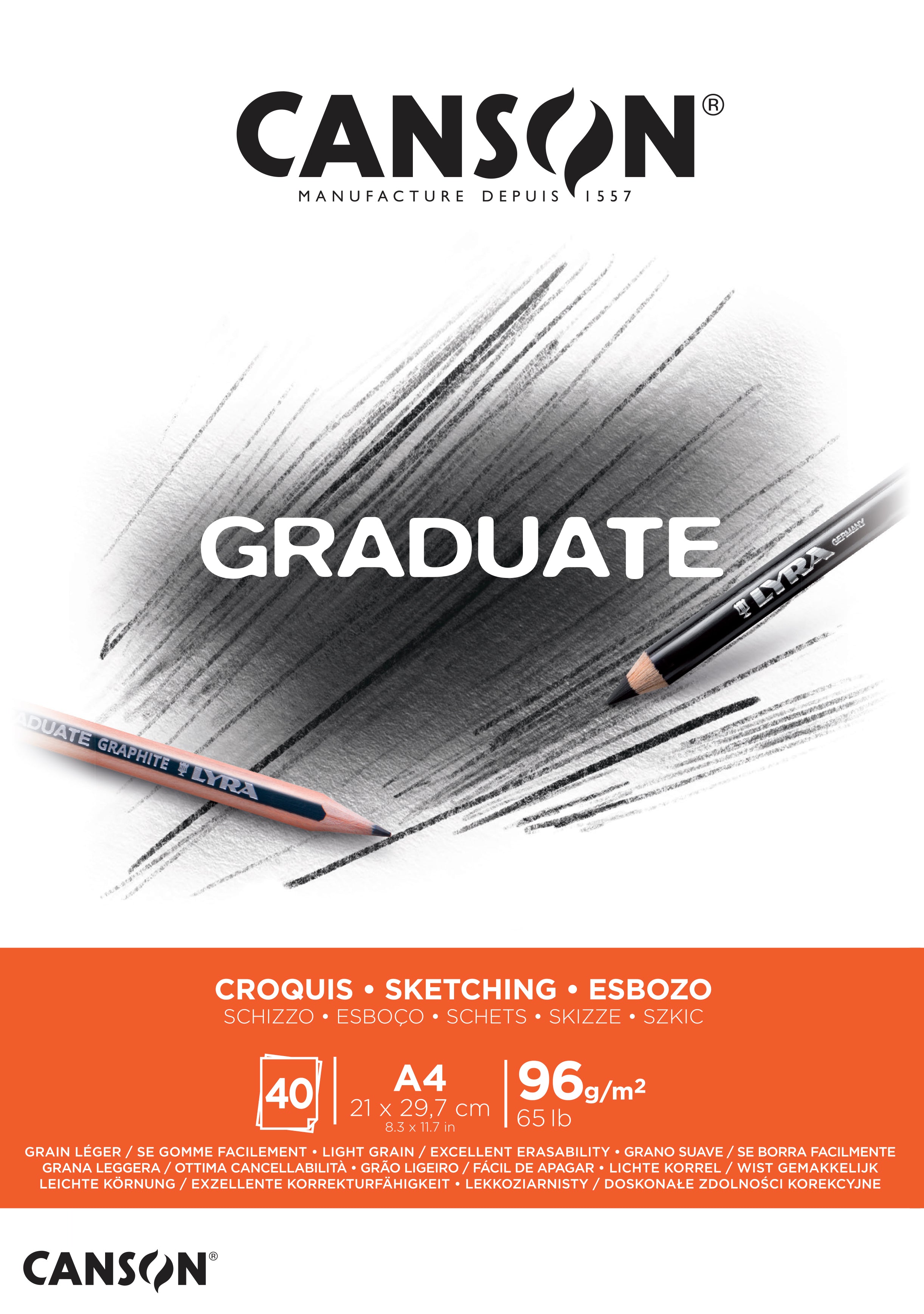 Album da disegno CANSON Graduate 96 g/m² A4 incollato - 40 fogli