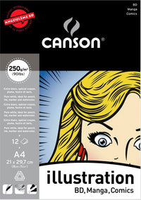 CANSON Illustration blocco 250 g A3 incollato - 12 fogli