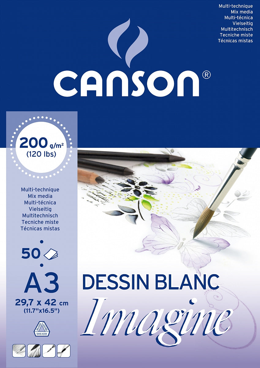 Canson Imagine blocco collato per tecniche miste 200 g/m² A3 - 50 fogli