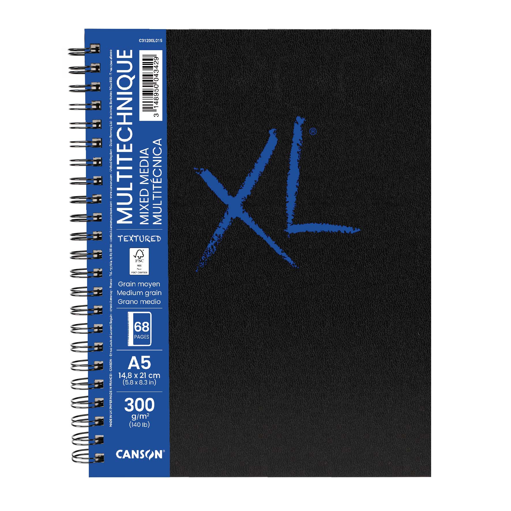 Canson XL Mix Media Textured blocco incollato A5, 300 g/m², 68 fogli