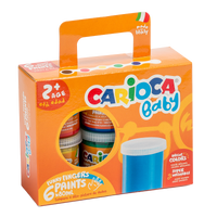 Carioca colori a dita Baby 2+, valigetta di cartone, 6 × 80 ml