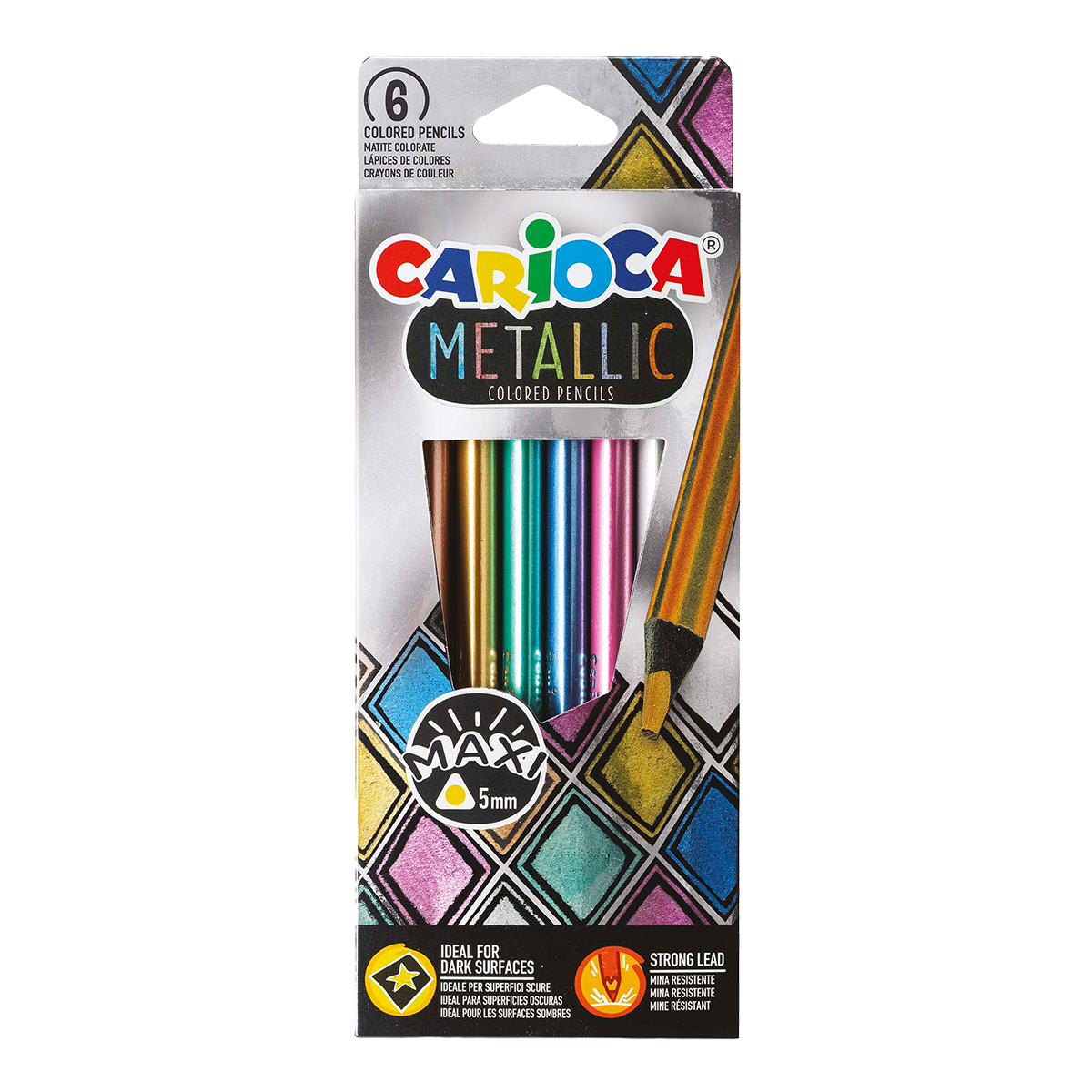 Carioca matite colorate metallizzate triangolari Metallic, 6 pz