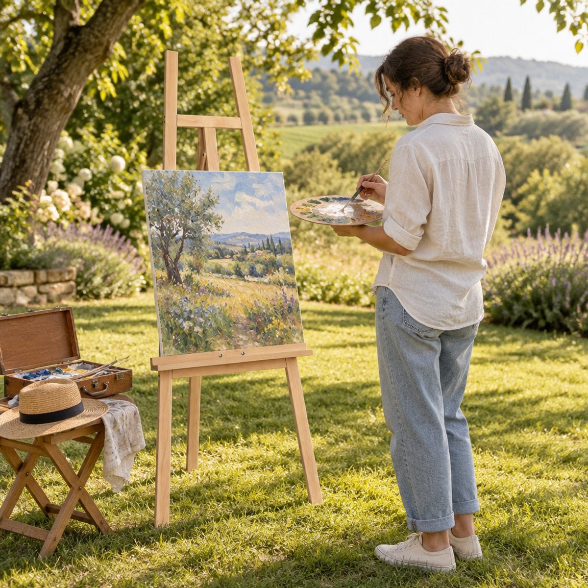 Pittura en plein air — cavalletto in faggio ACADEMY in giardino