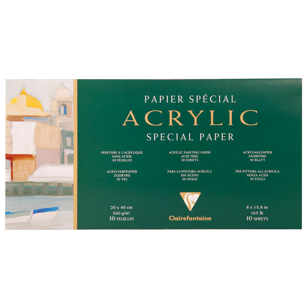 Clairefontaine blocco per acrilico 360 g/m² – 10 fogli, 20 x 40 cm incollato