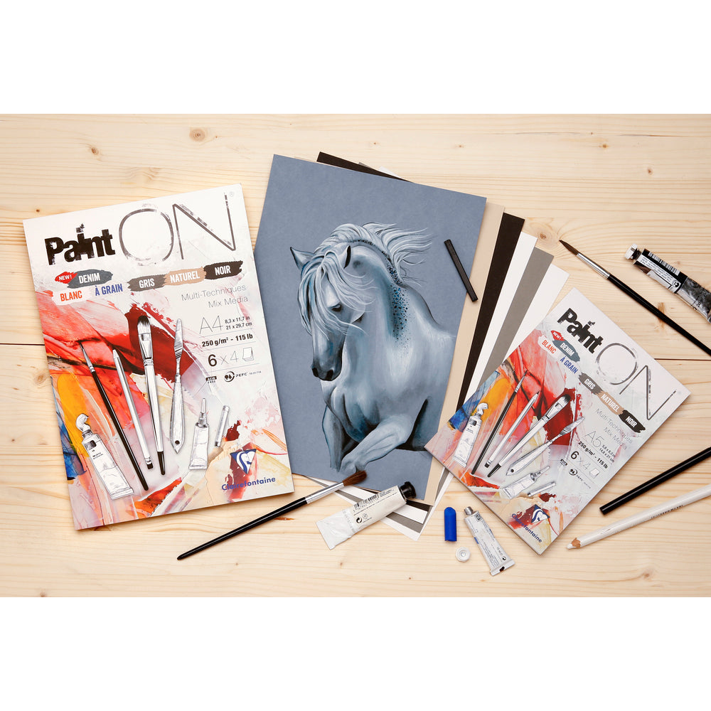 Clairefontaine Paint'On Mix Media blocco n. 6 250 g 24fg incollato colori assortiti