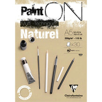 Blocco per tecniche miste CLAIREFONTAINE Paint'On naturale 250 g/m² – 30 fogli – A5