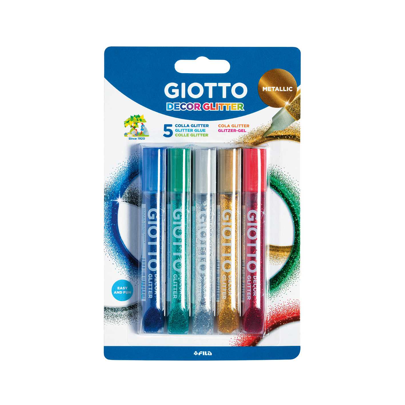 Colla glitterata GIOTTO Glitter Glue colori metallici 5 x 10 g