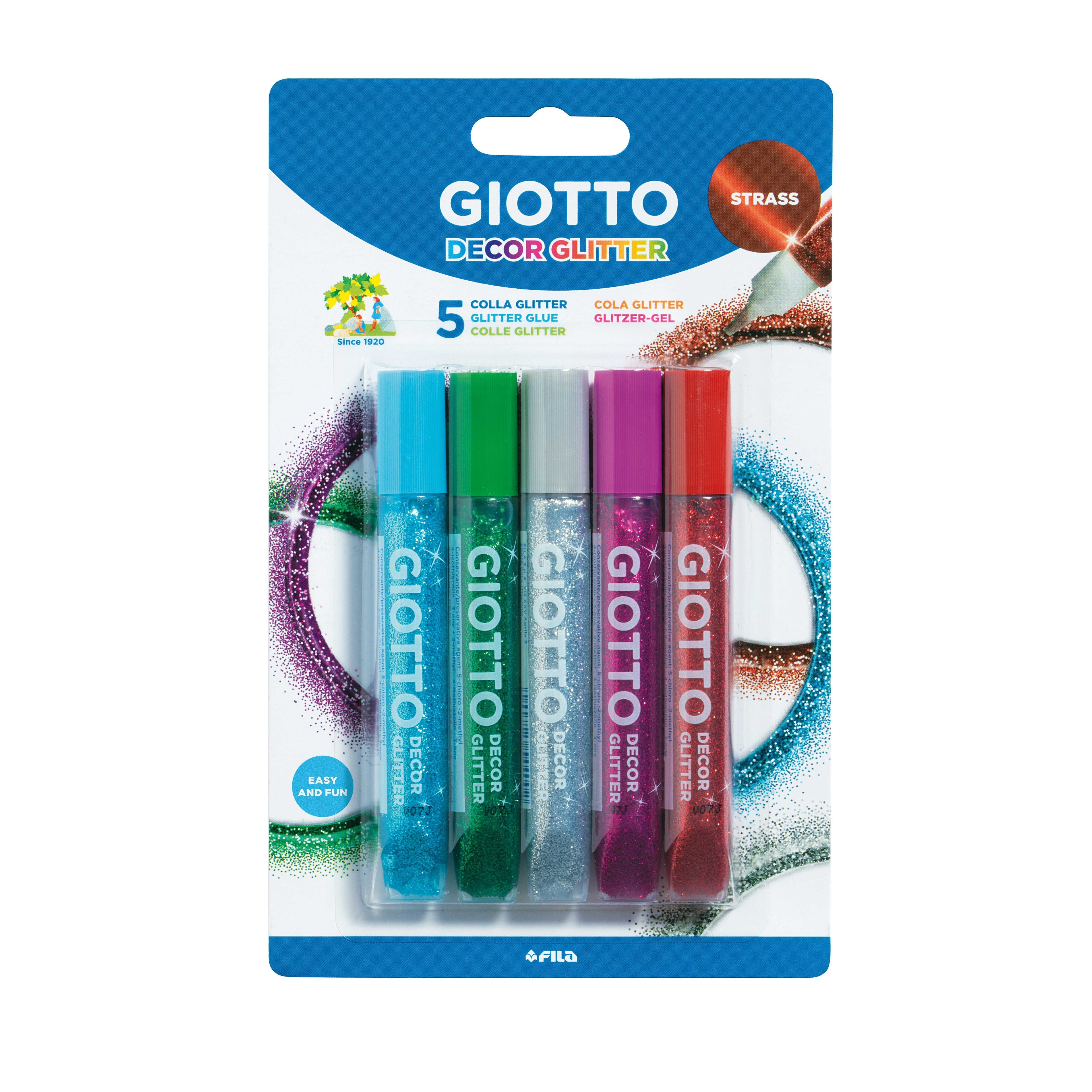 Colla glitterata GIOTTO Glitter Glue tonalità pietre preziose 5 x 10 g