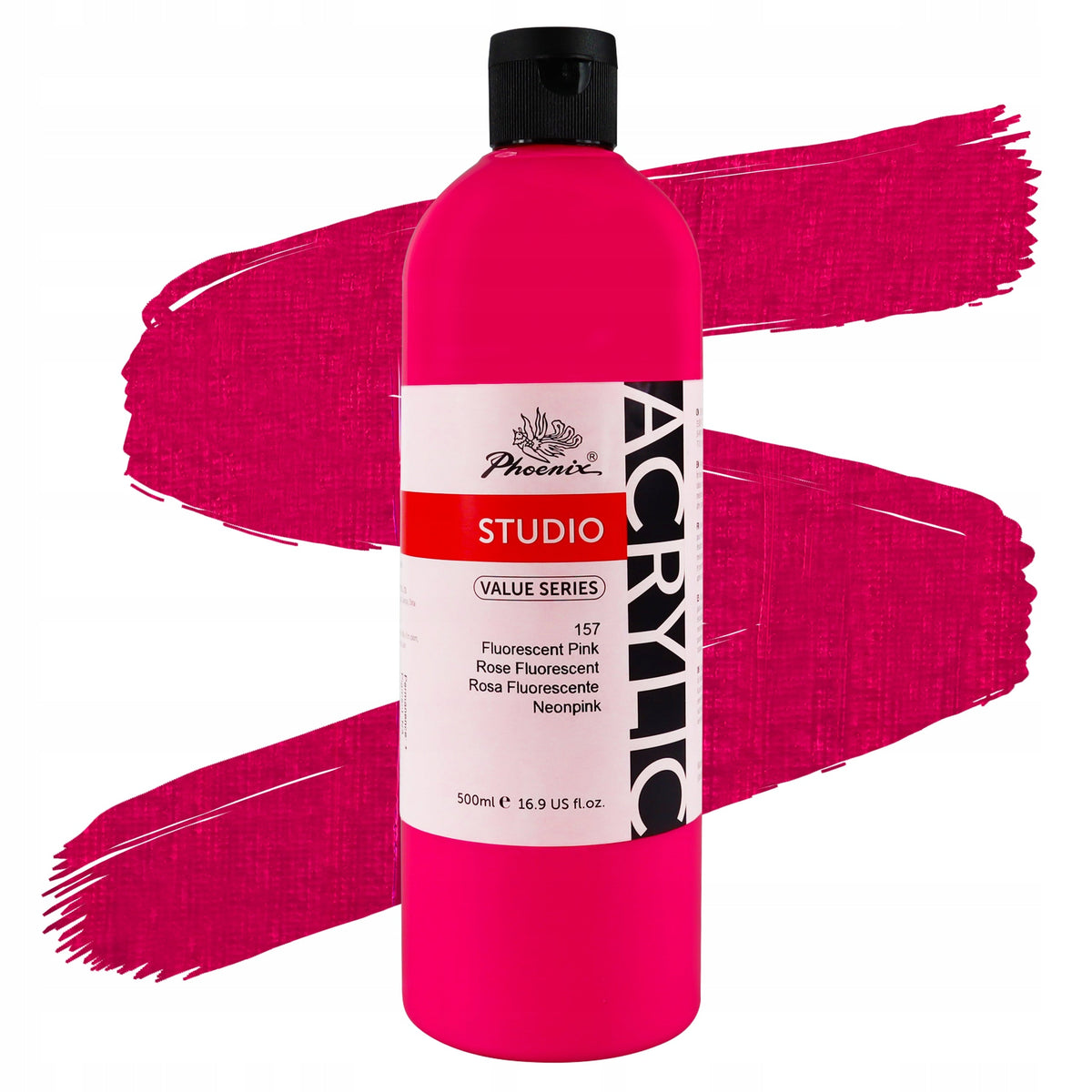 Colore acrilico fluorescente Phoenix 157 rosa fluorescente 500 ml