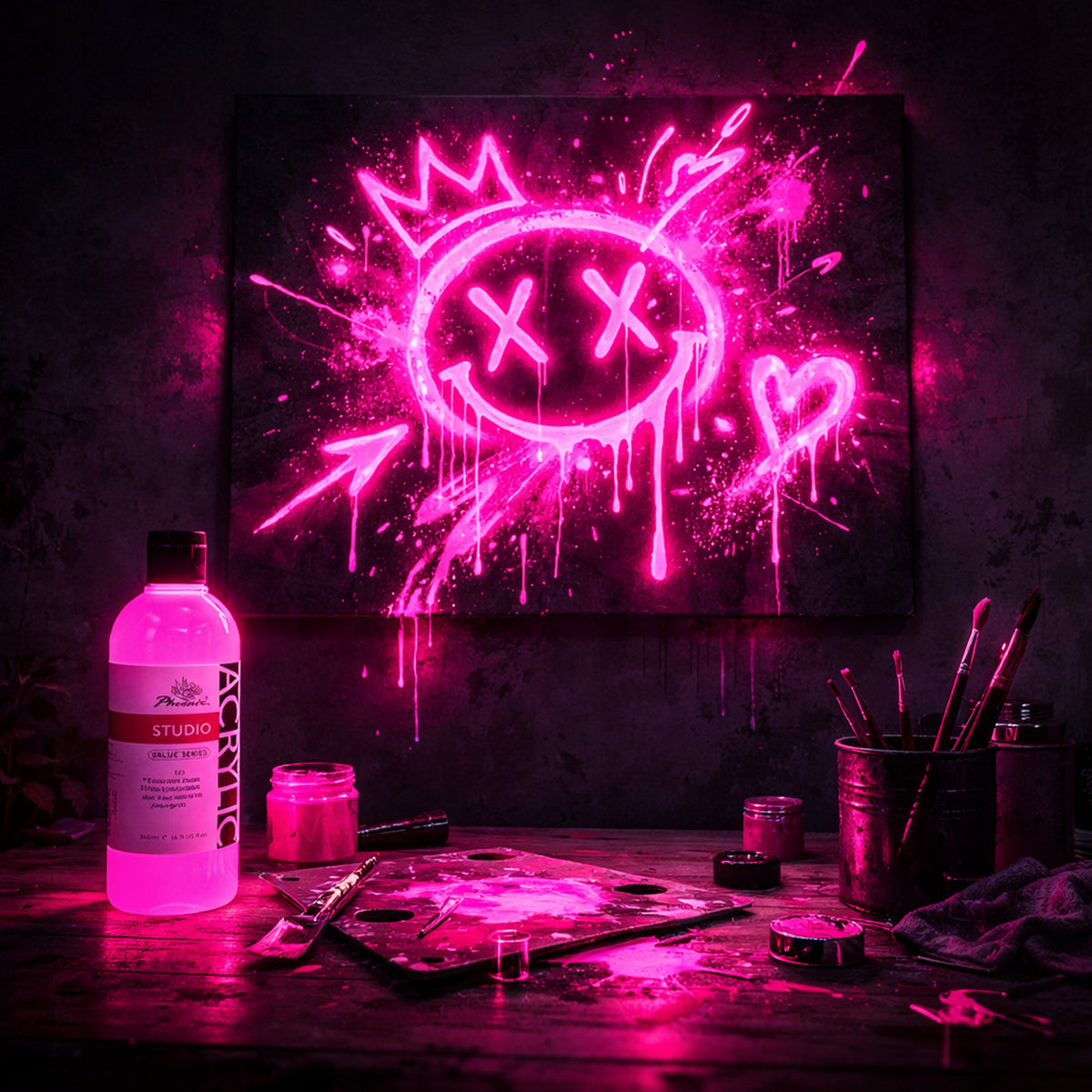 Colore acrilico fluorescente Phoenix 157 rosa fluorescente 500 ml