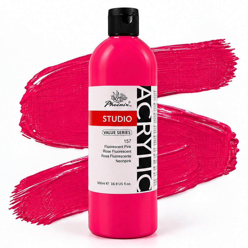 Colore acrilico fluorescente Phoenix 157 rosa fluorescente 500 ml