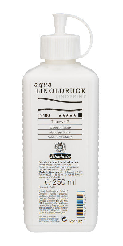 Colore per linoleografia Schmincke aqua-LINOPRINT 250 ml – 100 Bianco titanio