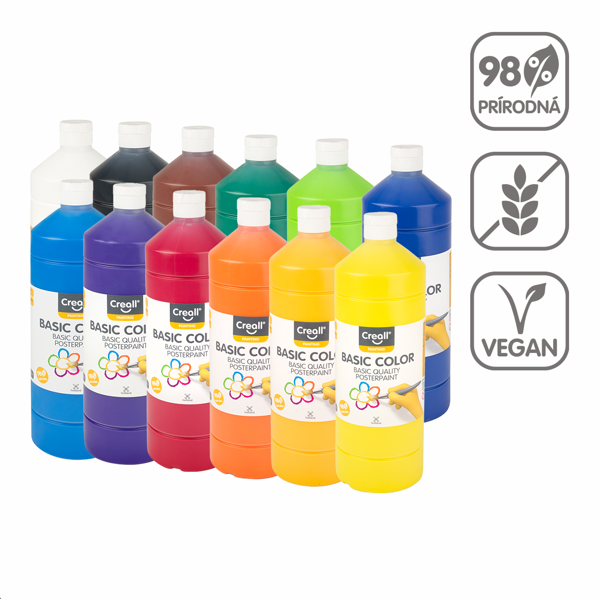 Colori a tempera Creall, 1 000 ml, colori assortiti – 12 ×