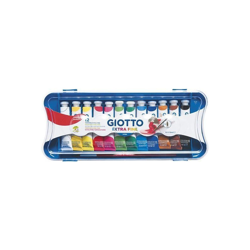 Colori a tempera GIOTTO Extra Fine in tubetti con pennello – 12 pz