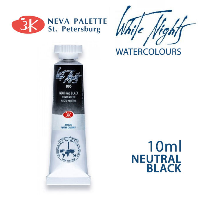 Colori ad acquerello White Nights 10 ml | sceglie tonalità - Nero neutro