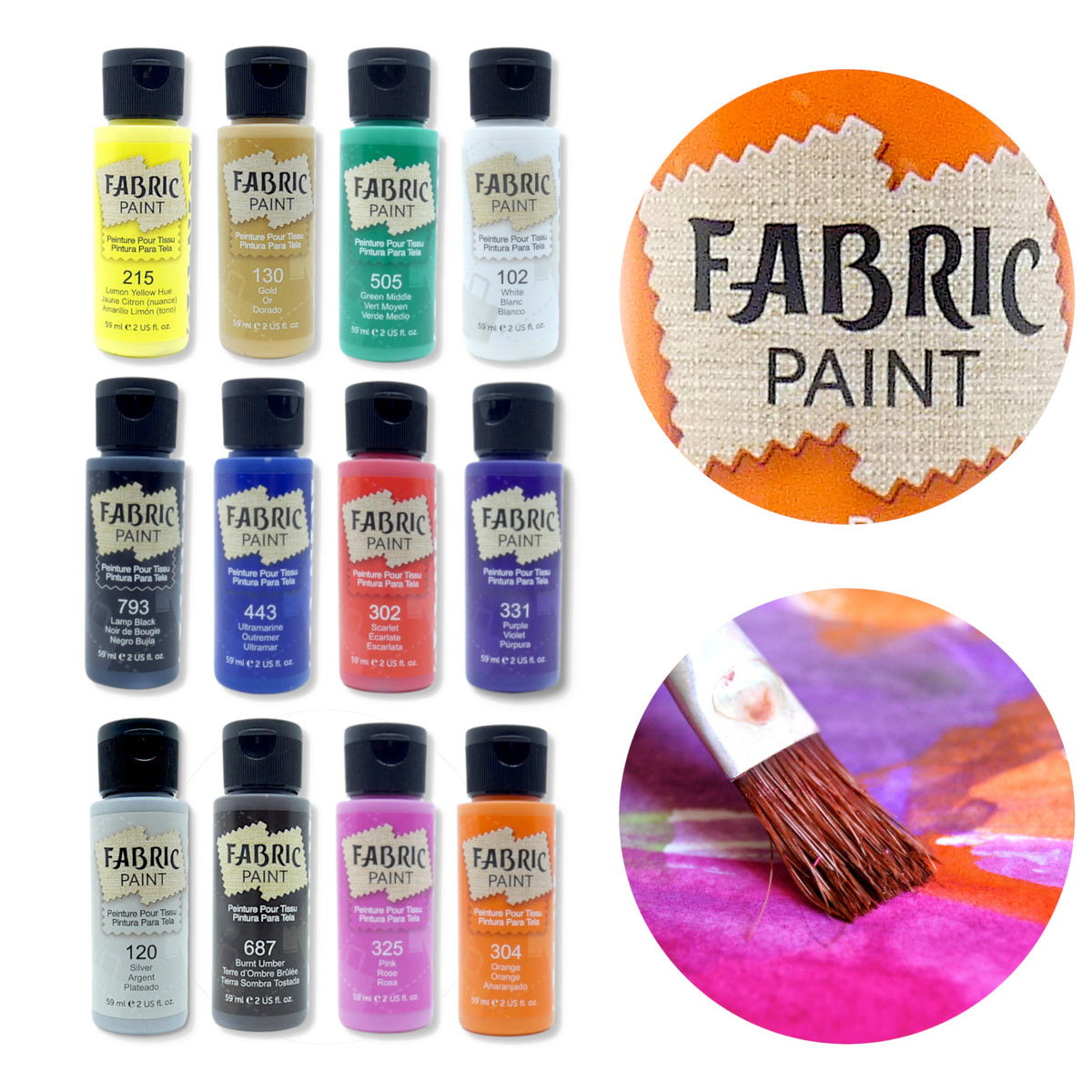 Colori per tessuti Phoenix 12 x 59 ml | colori diversi