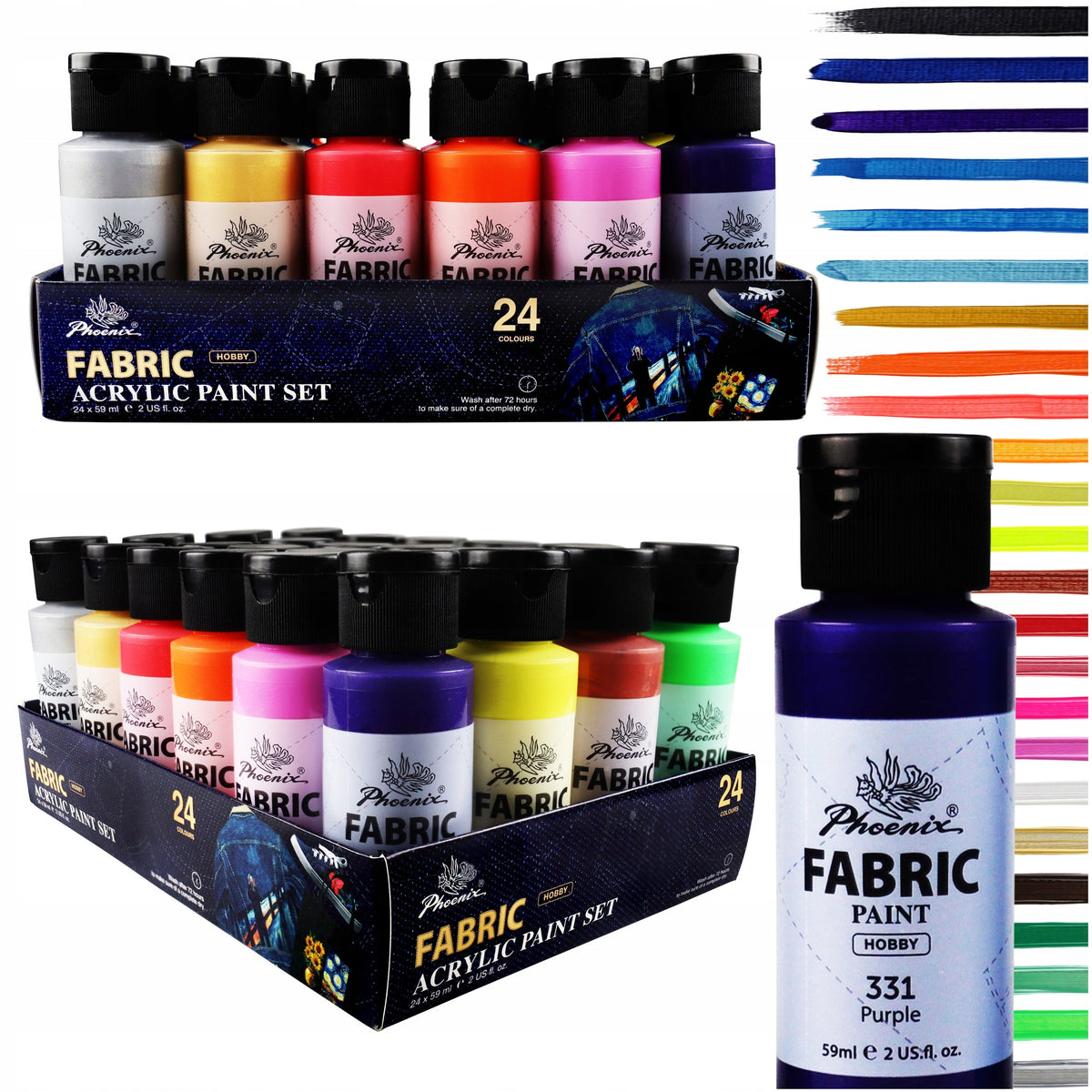 Colori per tessuti Phoenix 24 x 59 ml