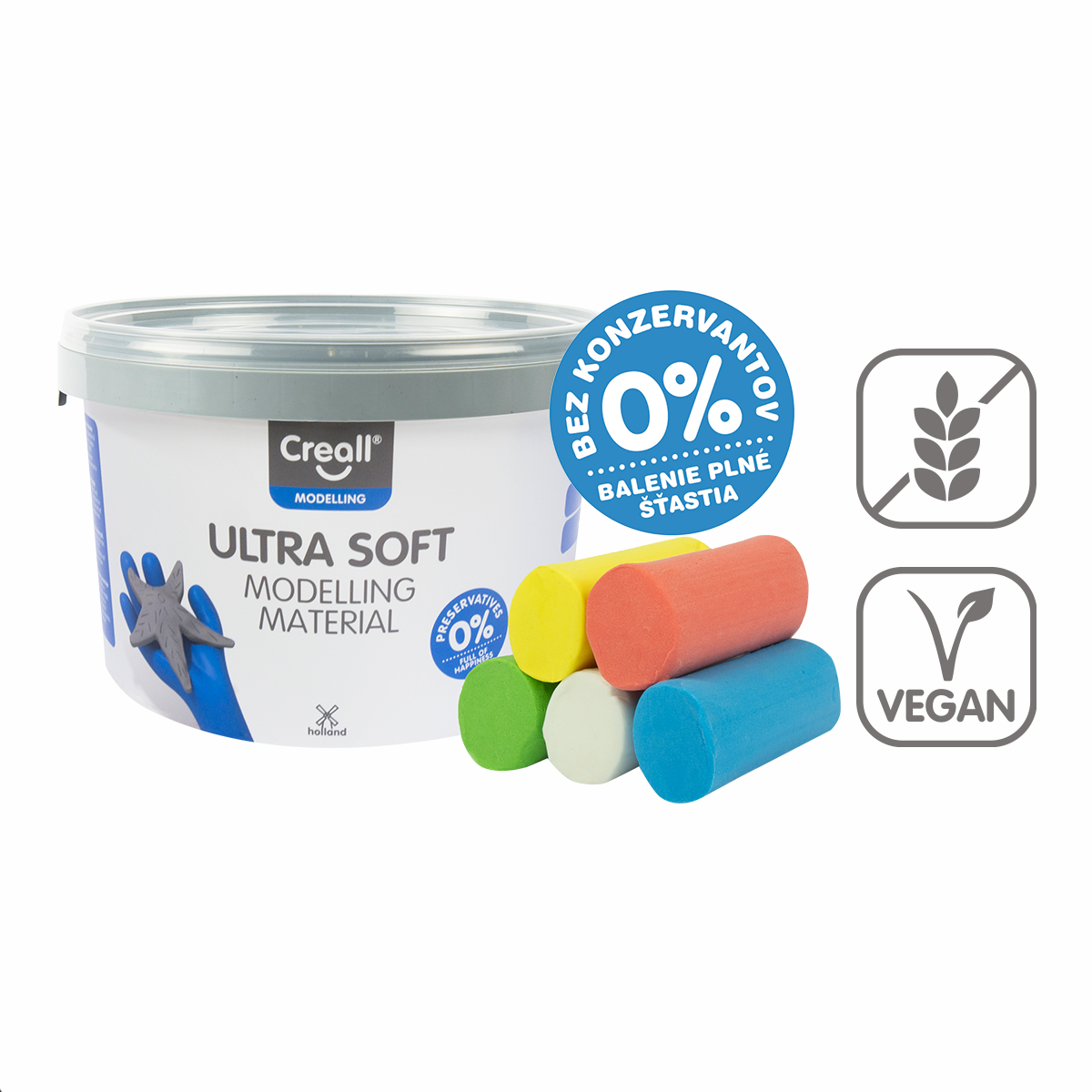 Creall pasta da modellare Ultra soft, 5 g, vasetto, colori assortiti – × 220