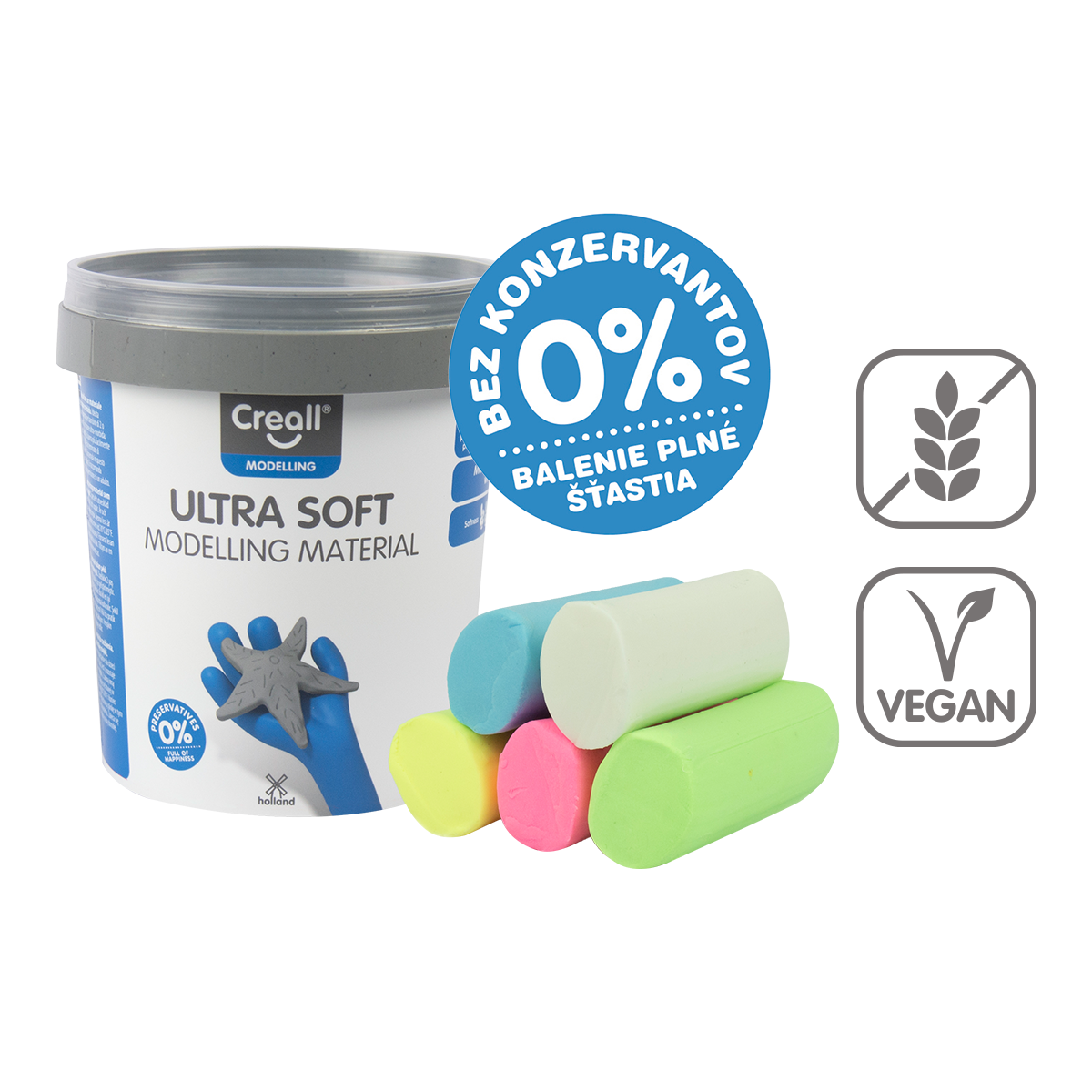 Creall pasta da modellare Ultra soft, 5 g, vasetto, colori assortiti – × 60 pastello