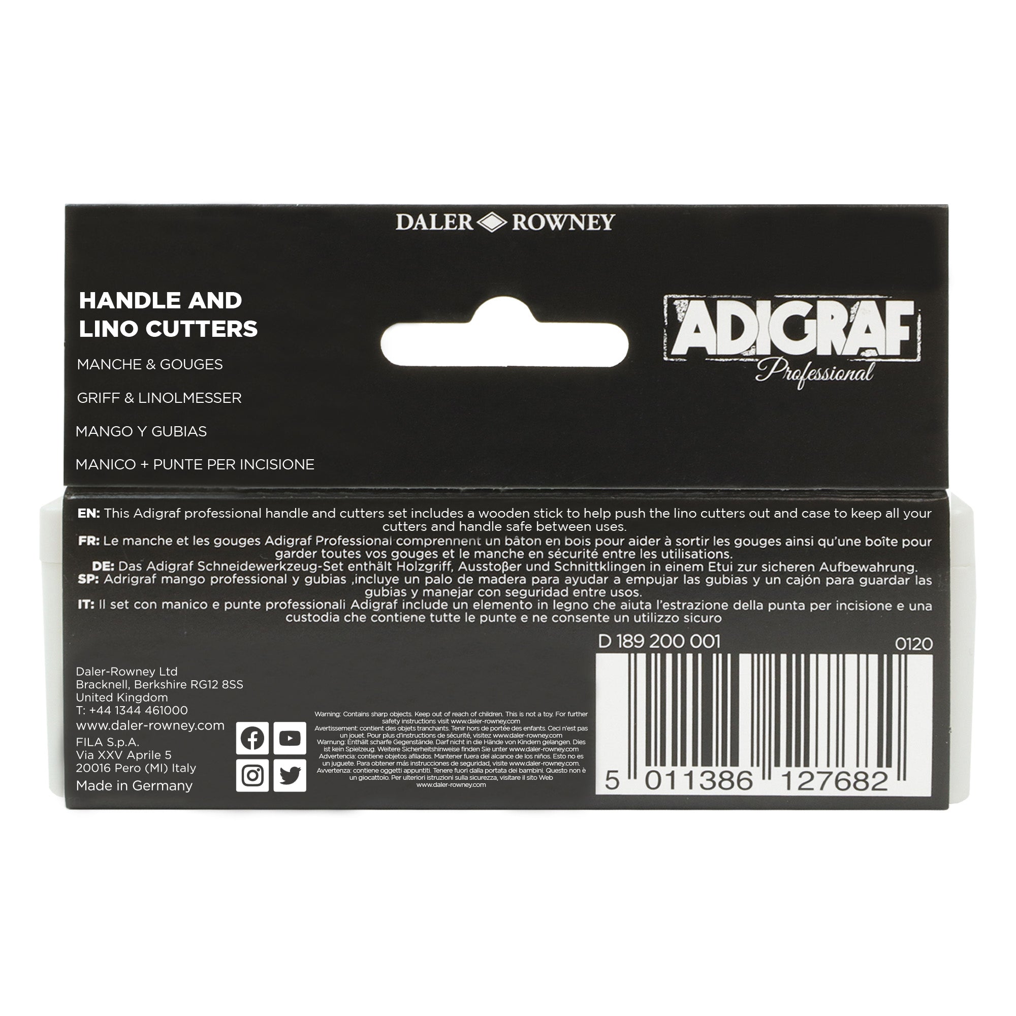 DALER ROWNEY Adigraf set professionale di sgorbie per linoleografia 5 pz