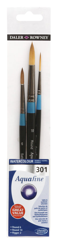 DALER ROWNEY Aquafine 301 set di pennelli per acquerello e gouache - 3 pz