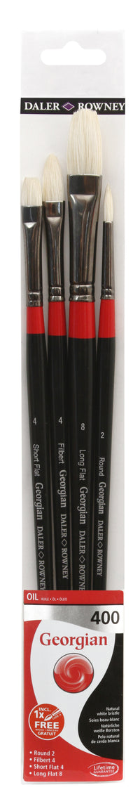 DALER ROWNEY D&R Georgian 400 set di pennelli per pittura a olio setole naturali di maiale 4 pz