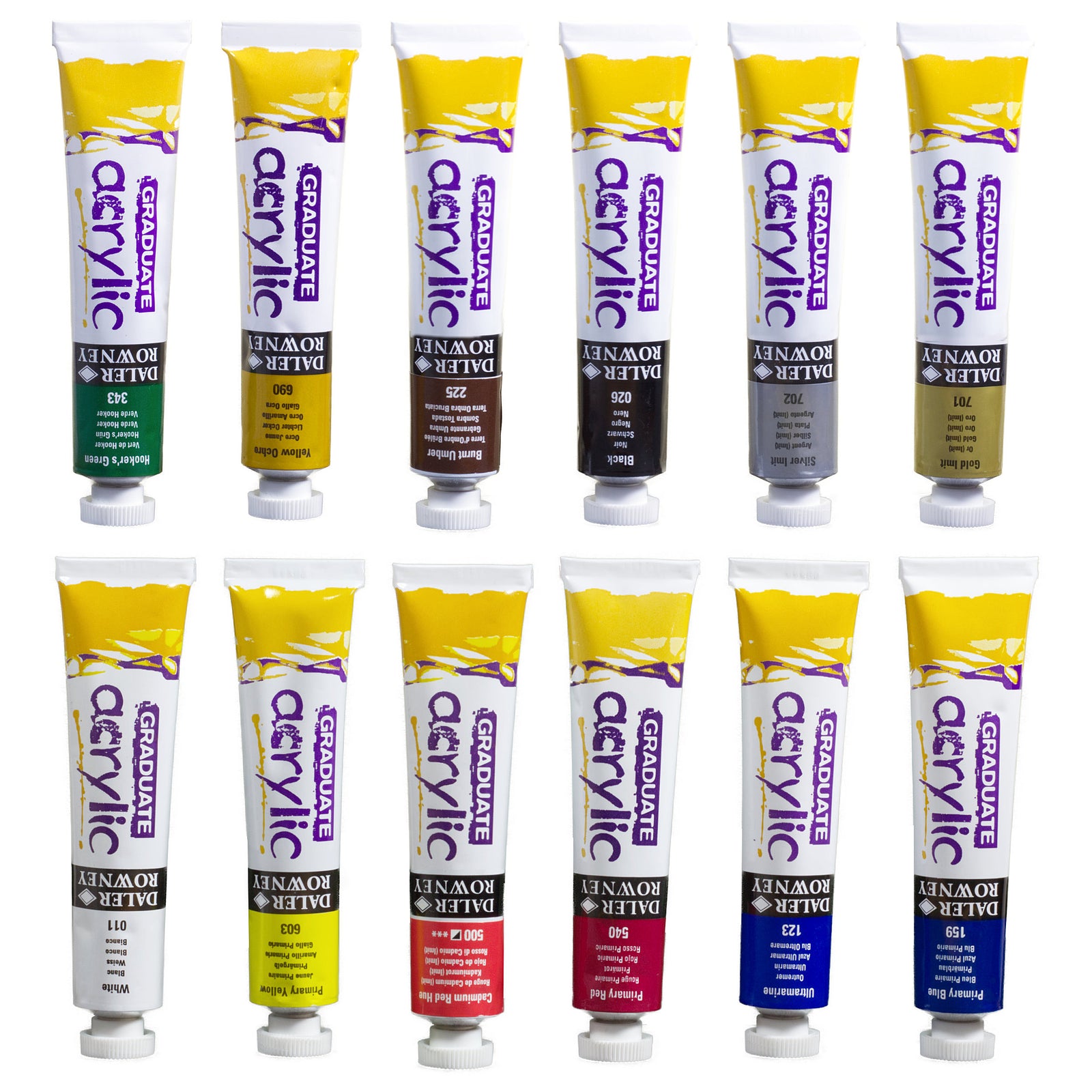 DALER ROWNEY Graduate set di colori acrilici 12 x 22 ml