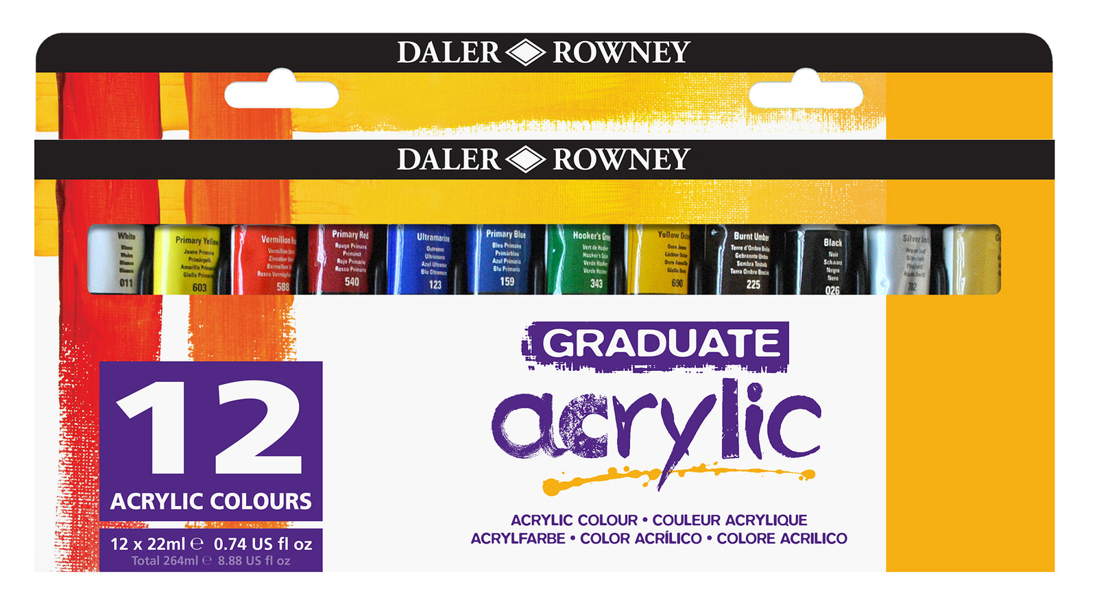 DALER ROWNEY Graduate set di colori acrilici 12 x 22 ml