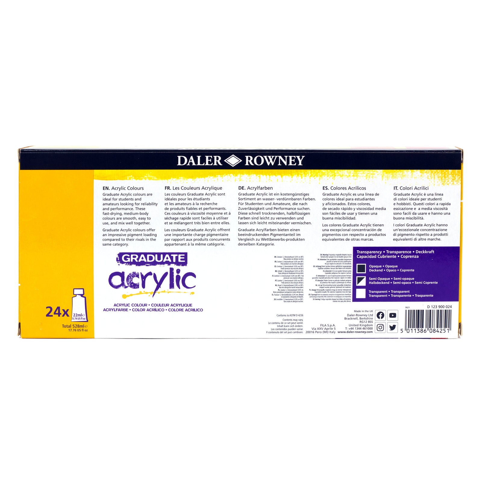 Set di colori acrilici DALER ROWNEY Graduate 24 x 22 ml