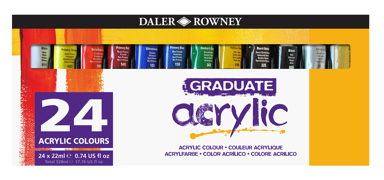 Set di colori acrilici DALER ROWNEY Graduate 24 x 22 ml