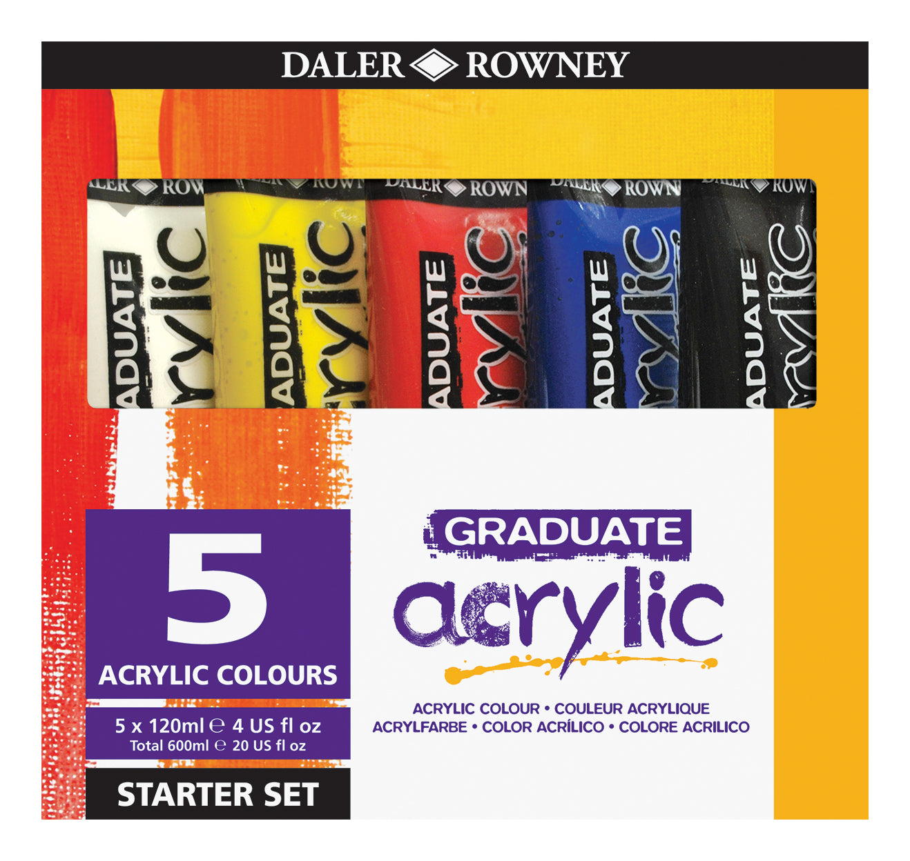 DALER ROWNEY Graduate set di colori acrilici 5 x 120 ml