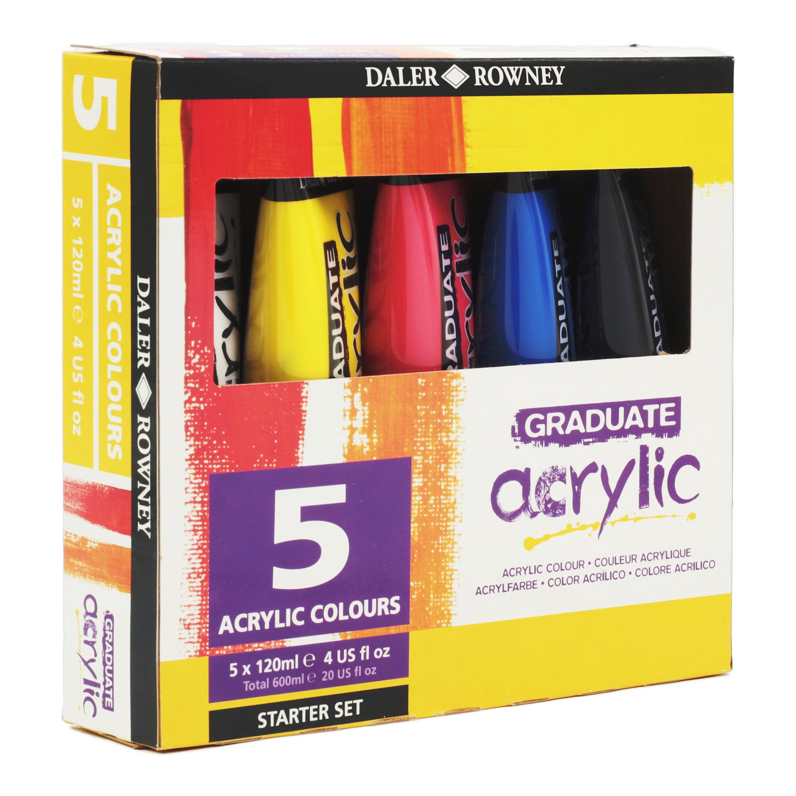 DALER ROWNEY Graduate set di colori acrilici 5 x 120 ml