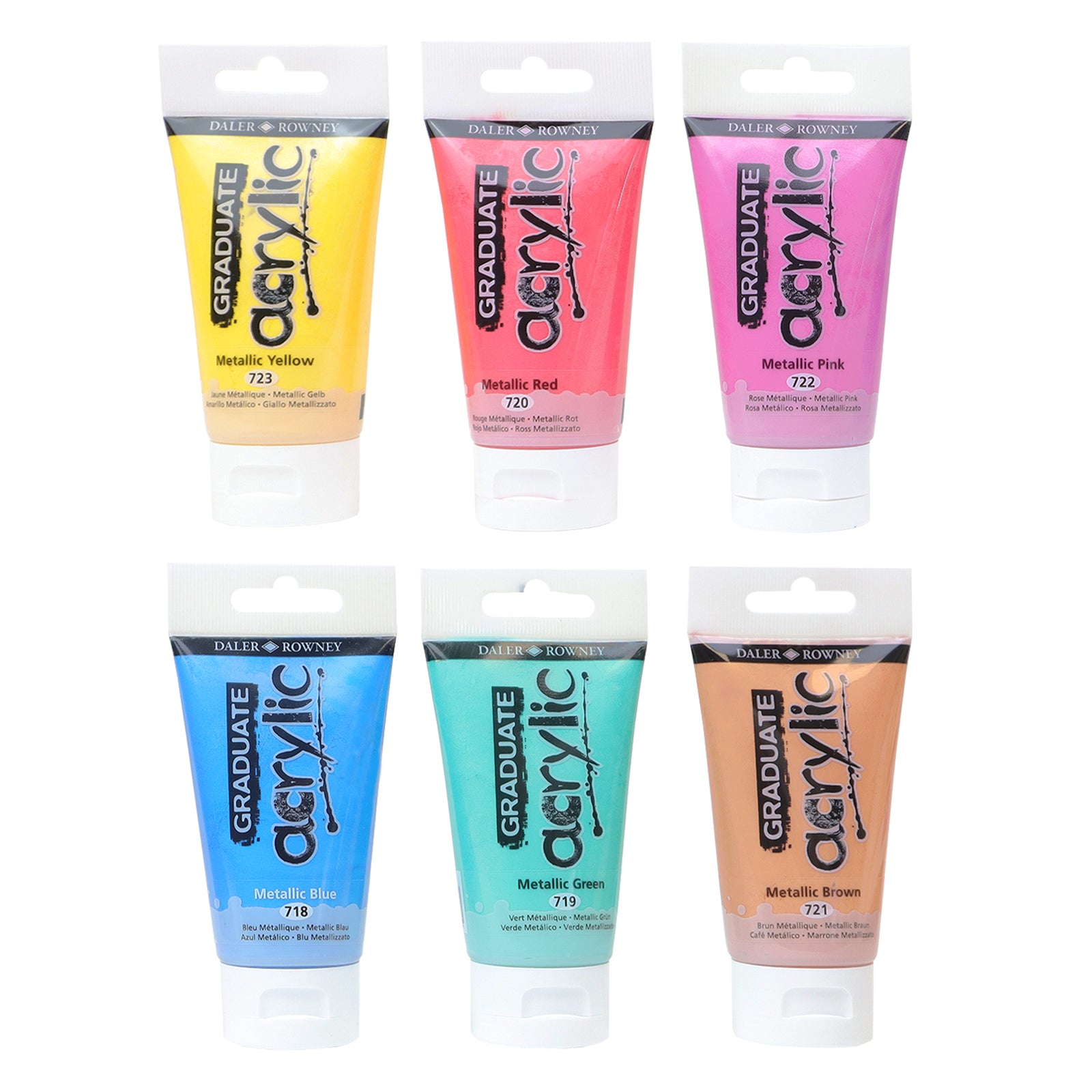 DALER ROWNEY D&R Graduate set di colori acrilici metallizzati 6 x 75 ml