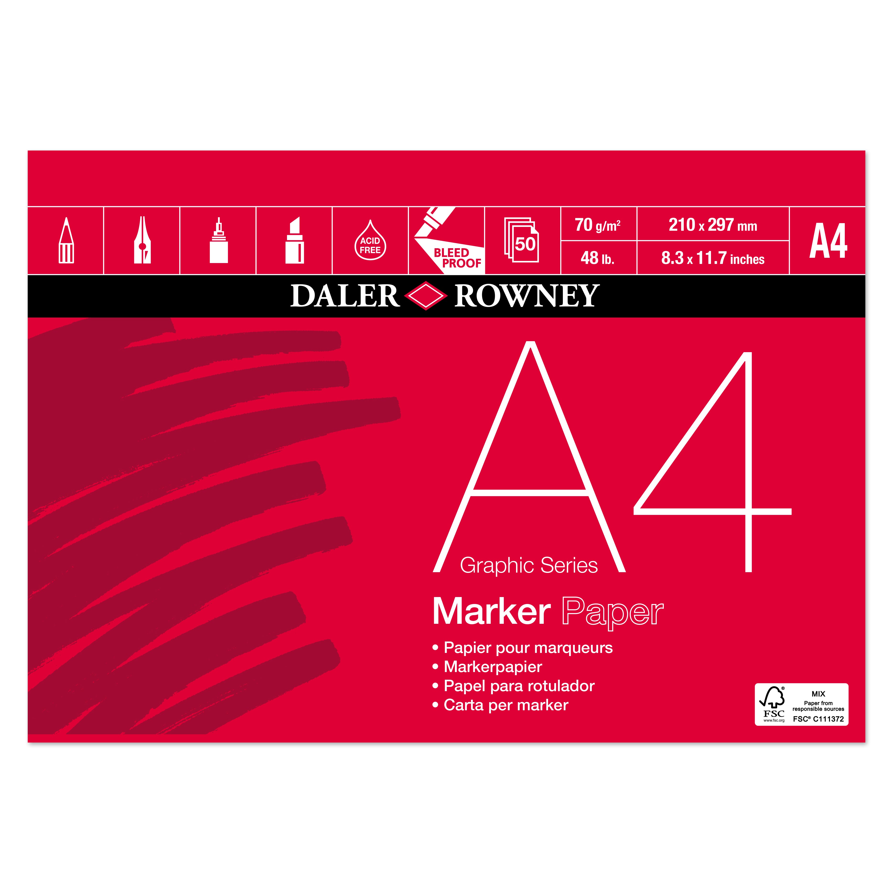 Blocco per pennarelli DALER ROWNEY Marker Graphic A4 70g 50 fogli
