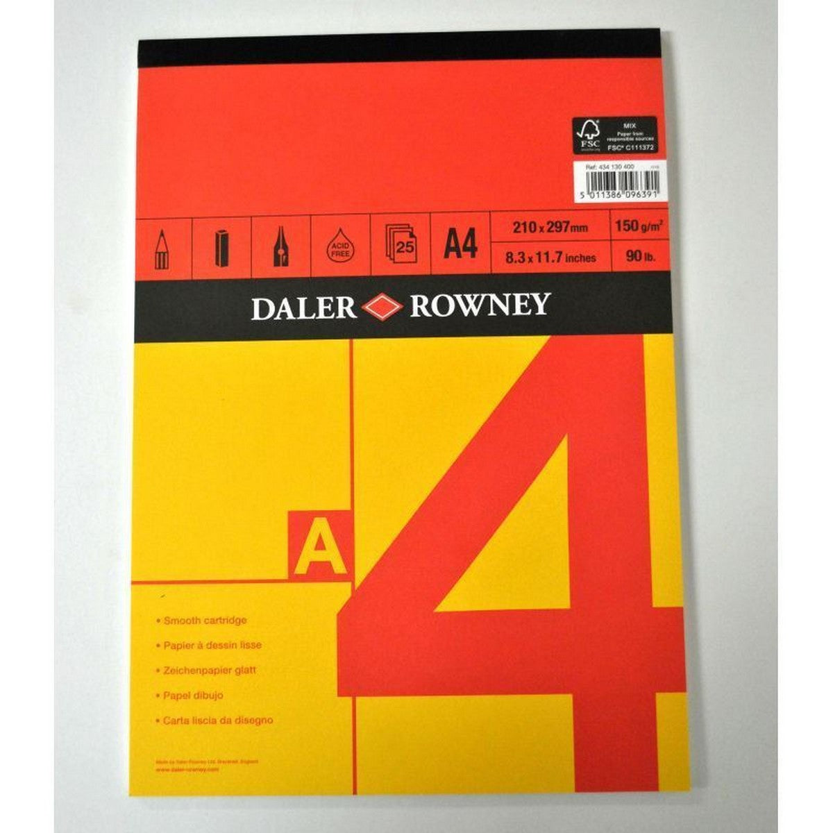 Album da disegno DALER ROWNEY Red & Yellow A4, 150 g, 25 fogli, incollato