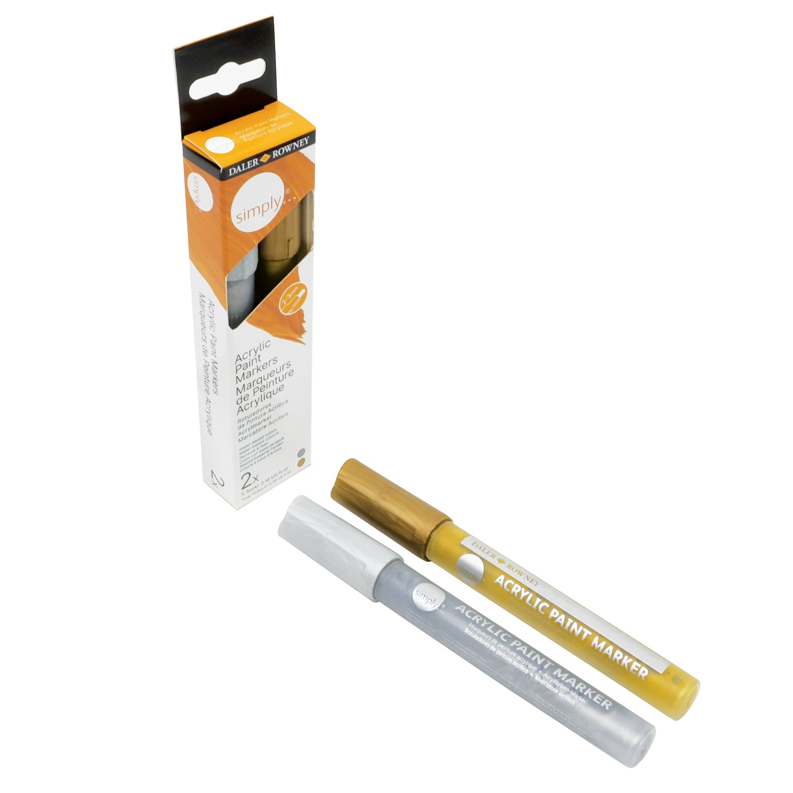 DALER ROWNEY Simply set di pennarelli acrilici oro e argento 2 pz