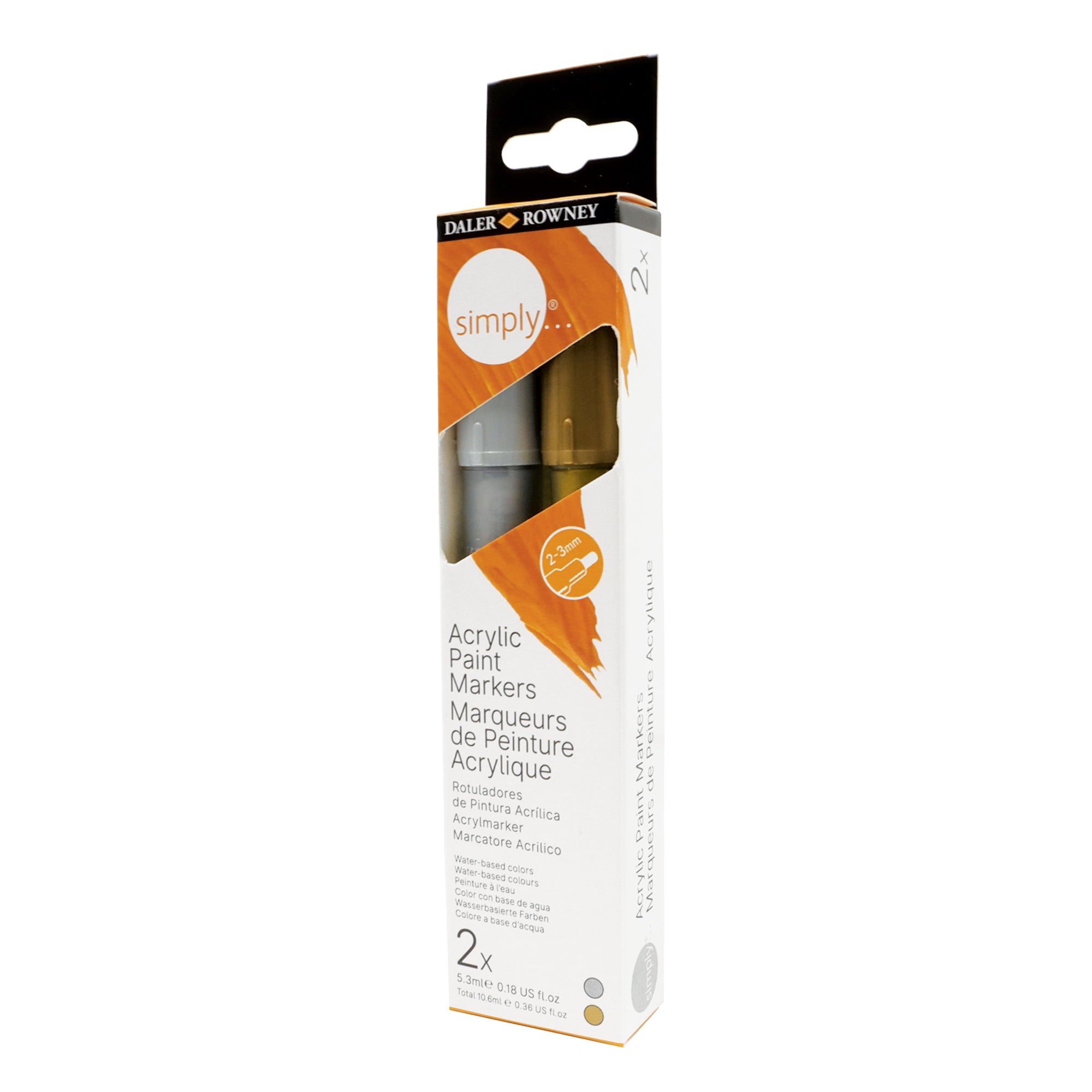 DALER ROWNEY Simply set di pennarelli acrilici oro e argento 2 pz