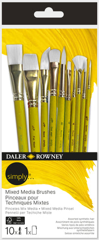 DALER ROWNEY Simply set di pennelli mixed media forme assortite 10 pz