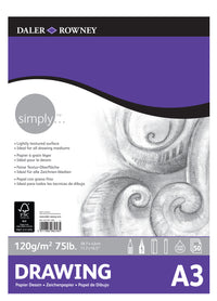 Blocco da disegno DALER ROWNEY Simply A3, 120 g, 50 fogli incollato
