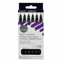 DALER ROWNEY D&R Simply set di fineliner da 0,05 a 0,8 mm