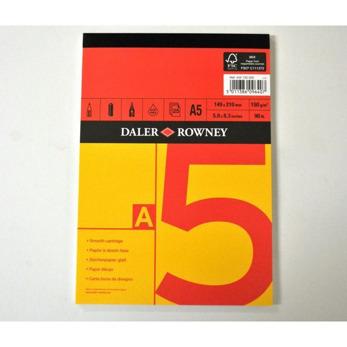DALER ROWNEY Red & Yellow album da disegno A5 150 g/m² 25 fogli collato