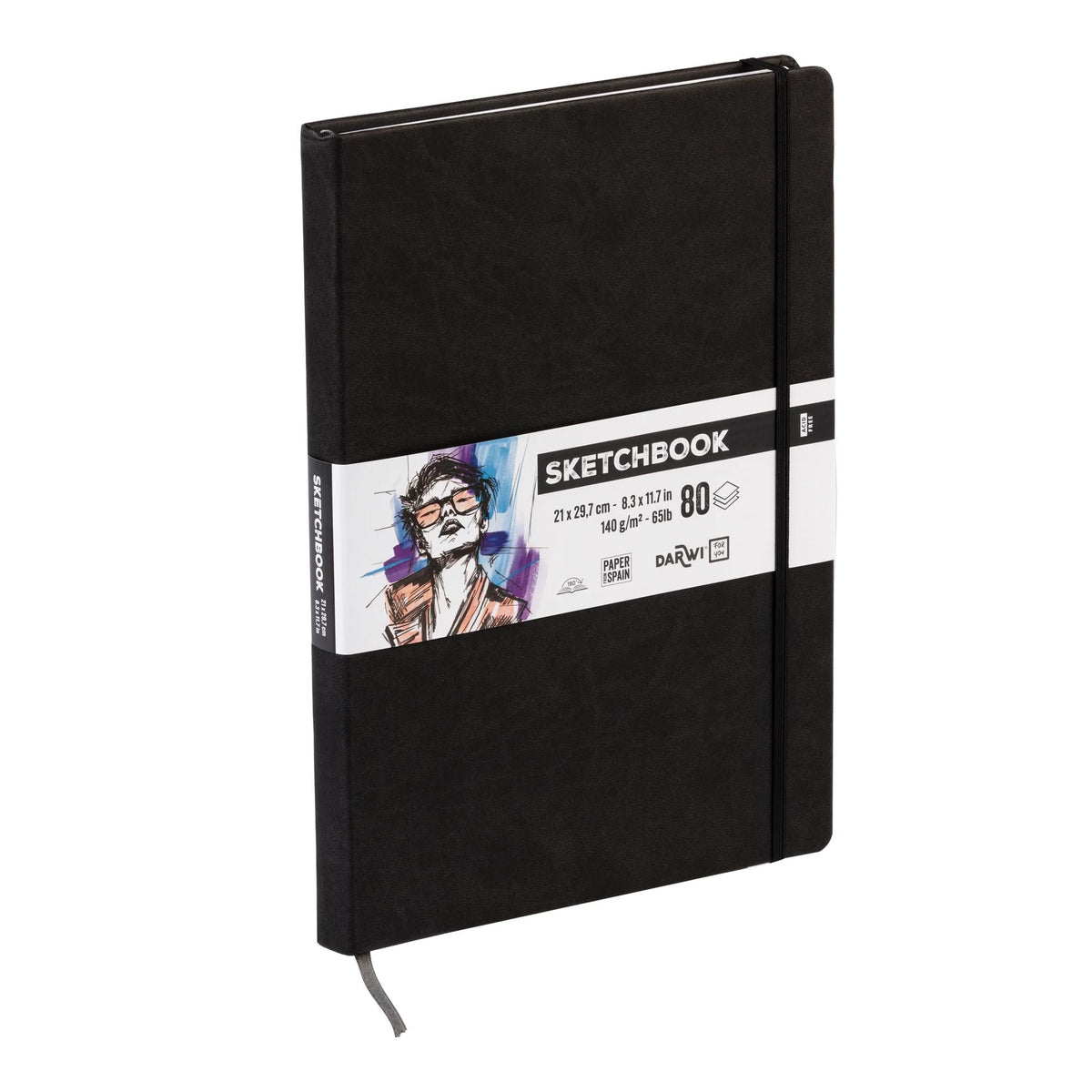 DARWI blocco da disegno Black A4 140 g 80 fg