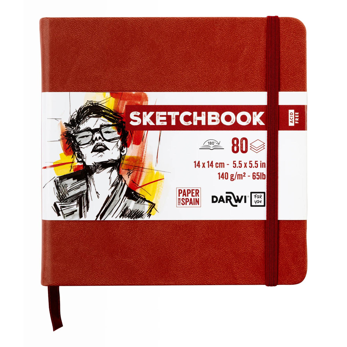 DARWI sketchbook Terracotta 14 x 14 cm, 140 g/m², 80 fogli
