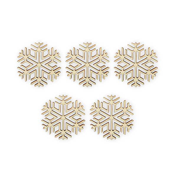 Decorazione in legno Pentart - Fiocco di neve 544, 5 pz